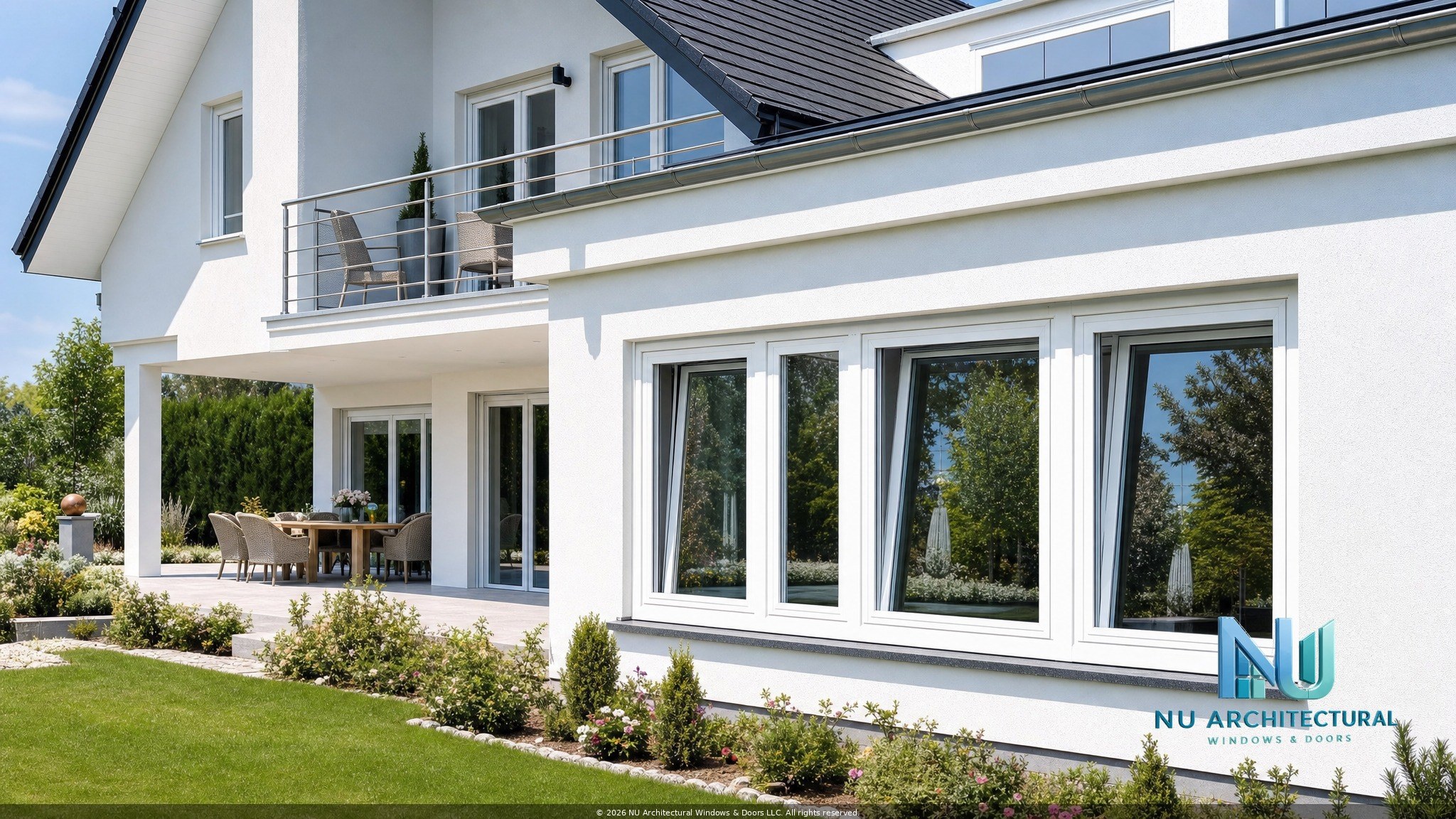 White uPVC tilt-and-turn windows on modern European home