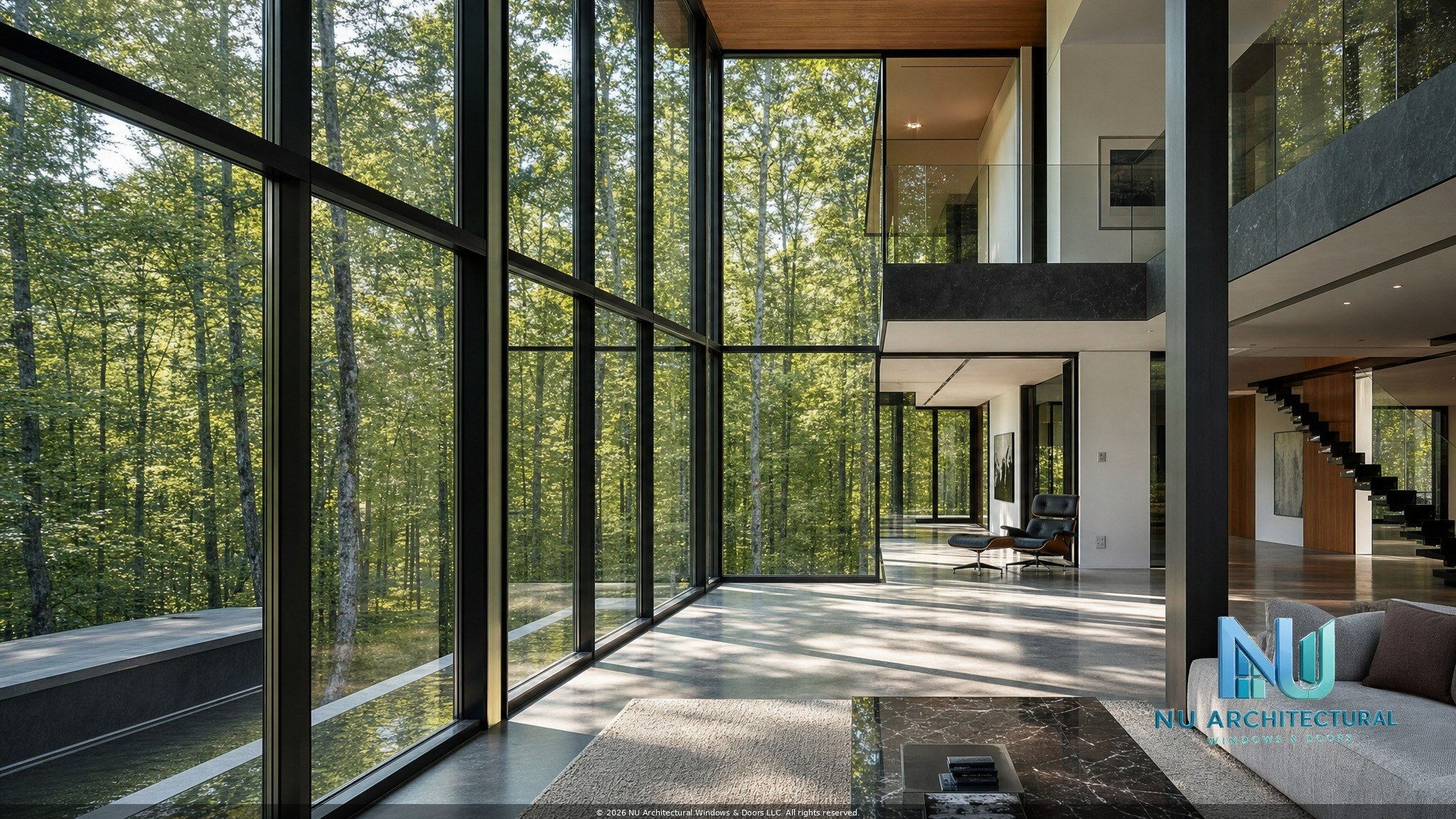 Floor-to-ceiling architectural glass curtain wall